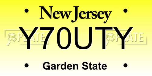 Y70UTY New Jersey License Plate