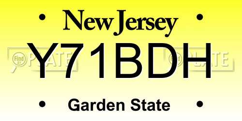 Y71BDH New Jersey License Plate