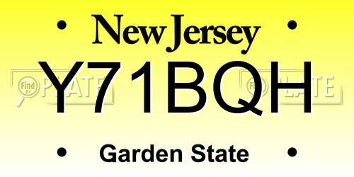 Y71BQH New Jersey License Plate