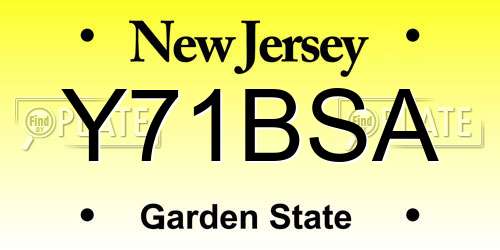 Y71BSA New Jersey License Plate