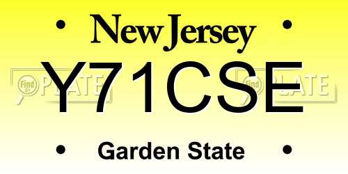 Y71CSE New Jersey License Plate