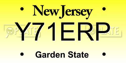 Y71ERP New Jersey License Plate