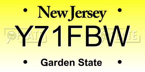 Y71FBW New Jersey License Plate