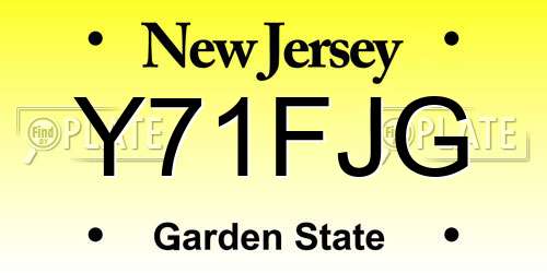 Y71FJG New Jersey License Plate