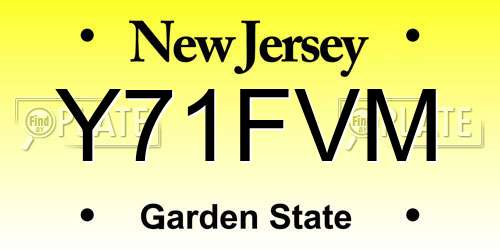Y71FVM New Jersey License Plate