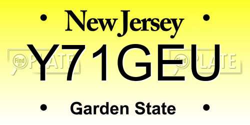 Y71GEU New Jersey License Plate
