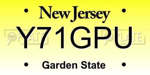 Y71GPU New Jersey License Plate