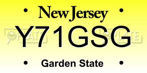 Y71GSG New Jersey License Plate
