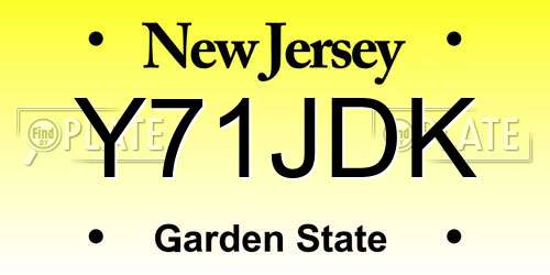 Y71JDK New Jersey License Plate