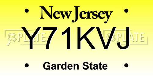 Y71KVJ New Jersey License Plate