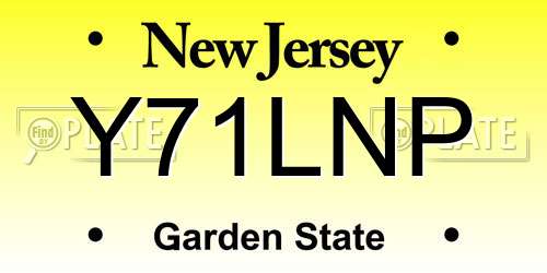 Y71LNP New Jersey License Plate