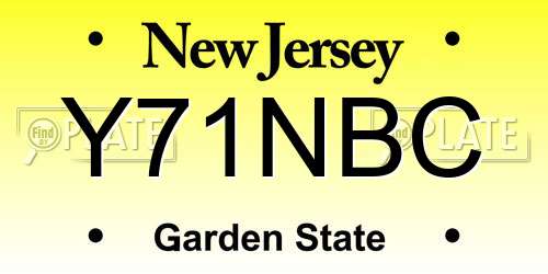 Y71NBC New Jersey License Plate