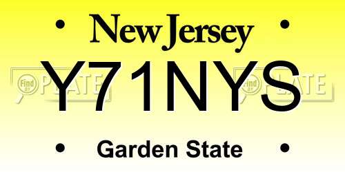 Y71NYS New Jersey License Plate