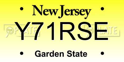 Y71RSE New Jersey License Plate
