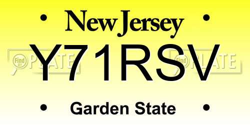 Y71RSV New Jersey License Plate