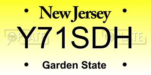 Y71SDH New Jersey License Plate