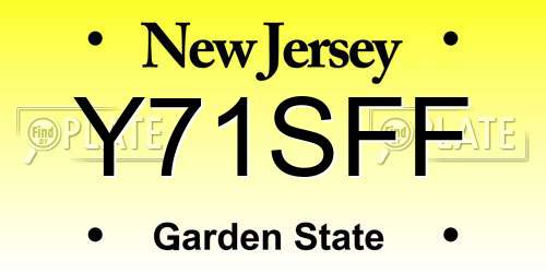 Y71SFF New Jersey License Plate