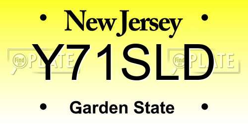 Y71SLD New Jersey License Plate