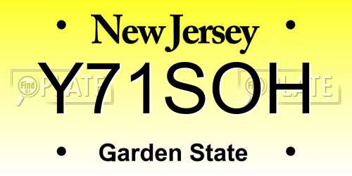 Y71SOH New Jersey License Plate