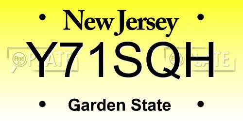 Y71SQH New Jersey License Plate