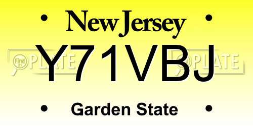Y71VBJ New Jersey License Plate