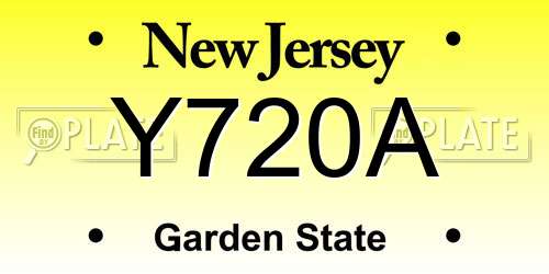 Y720A New Jersey License Plate
