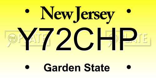 Y72CHP New Jersey License Plate