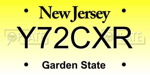 Y72CXR New Jersey License Plate