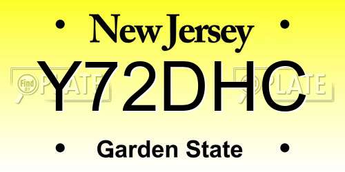 Y72DHC New Jersey License Plate