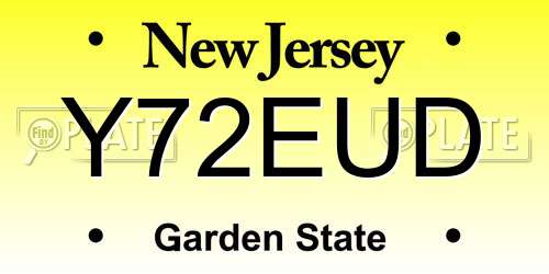 Y72EUD New Jersey License Plate