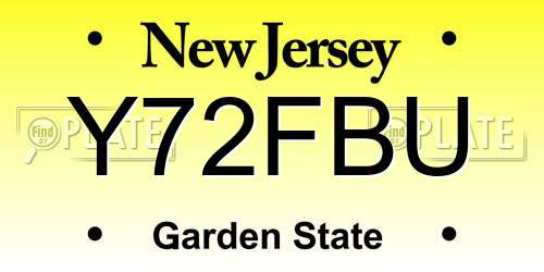 Y72FBU New Jersey License Plate