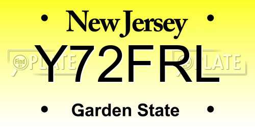 Y72FRL New Jersey License Plate