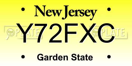 Y72FXC New Jersey License Plate