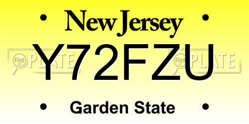 Y72FZU New Jersey License Plate