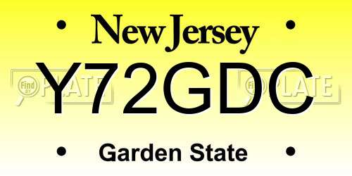 Y72GDC New Jersey License Plate