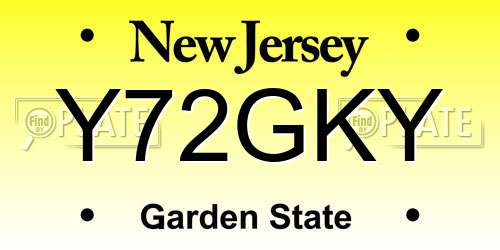 Y72GKY New Jersey License Plate