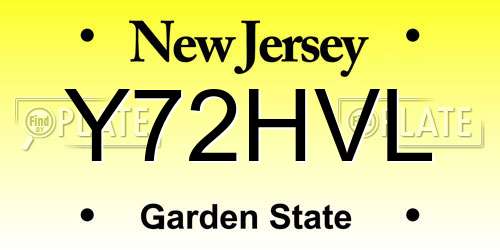 Y72HVL New Jersey License Plate