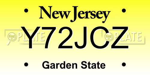 Y72JCZ New Jersey License Plate