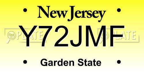 Y72JMF New Jersey License Plate