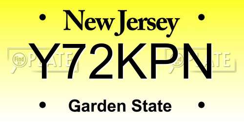 Y72KPN New Jersey License Plate