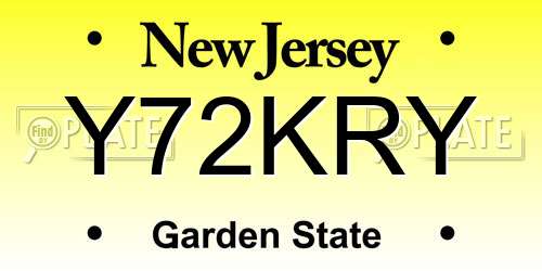 Y72KRY New Jersey License Plate