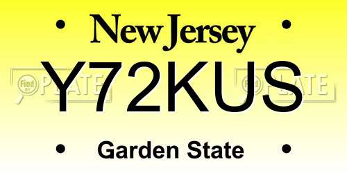 Y72KUS New Jersey License Plate