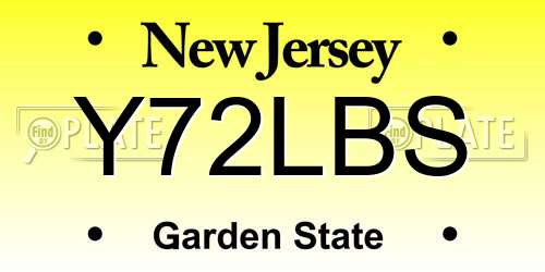Y72LBS New Jersey License Plate