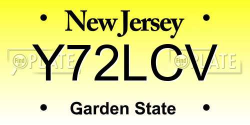 Y72LCV New Jersey License Plate