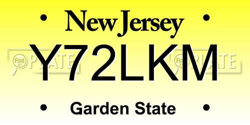 Y72LKM New Jersey License Plate