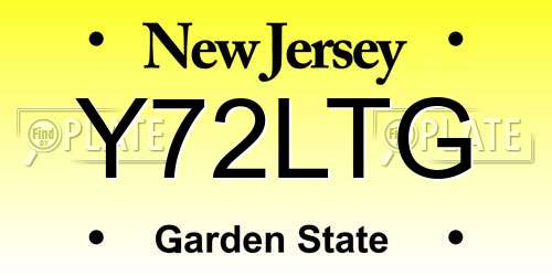 Y72LTG New Jersey License Plate