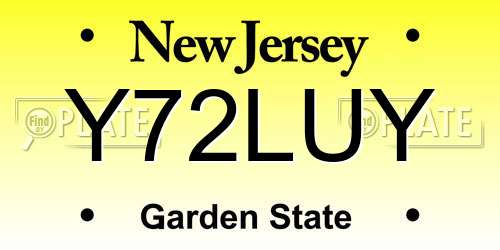 Y72LUY New Jersey License Plate