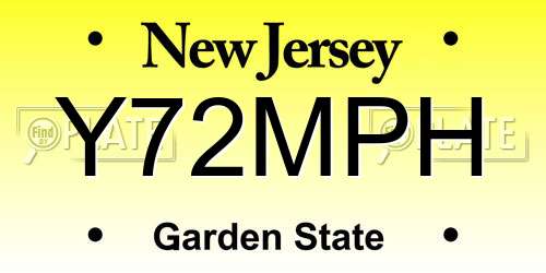 Y72MPH New Jersey License Plate