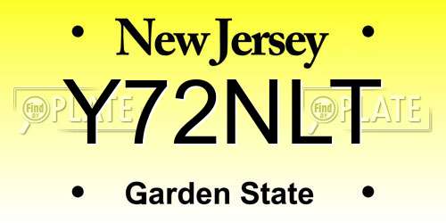 Y72NLT New Jersey License Plate