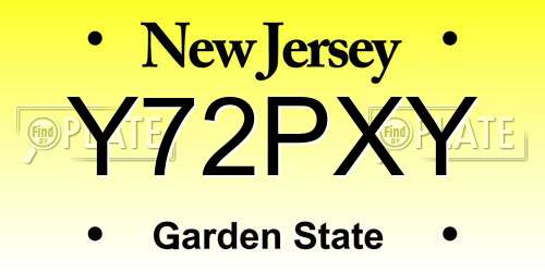 Y72PXY New Jersey License Plate